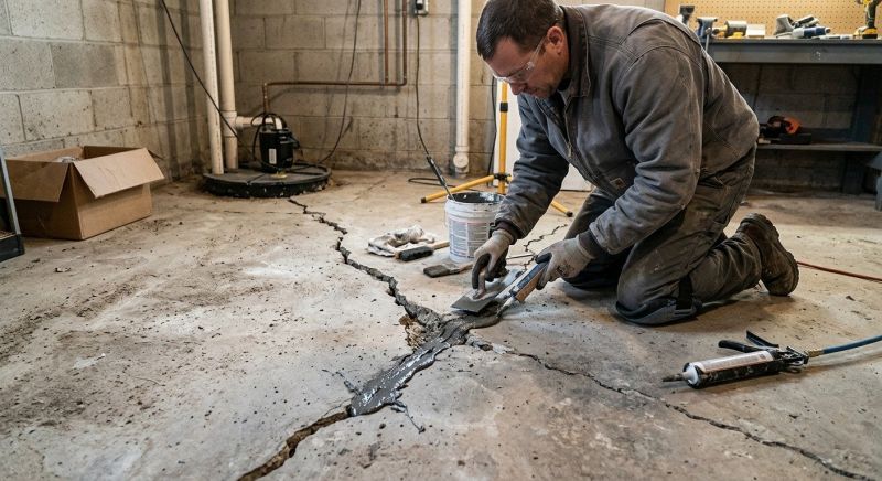 Cracked Basement Floor Repair in Berrien County, MI