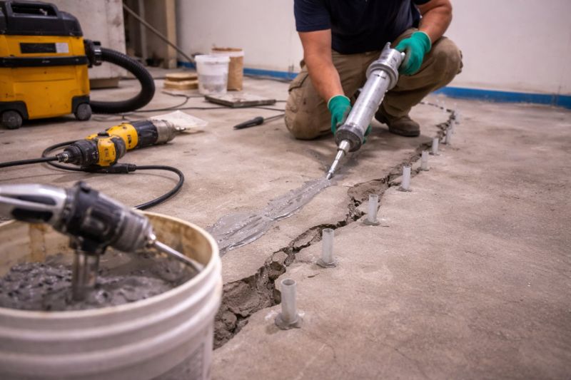 Cracked Basement Floor Repair in Berrien County, MI
